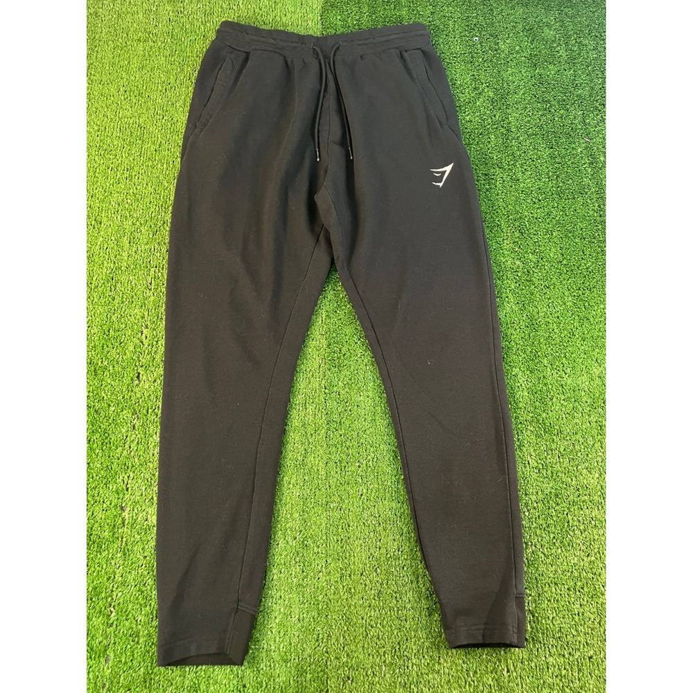 Gymshark Mens Tapered Jogger Sweatpants Black Medium Drawstring Logo Activewear‎